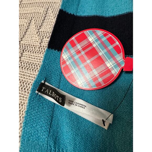 Talbots blue striped cashmere scarf NWT - Picture 2 of 2